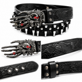 Outlaw Reaper Revolver Skull Buckle Bullet Western Leather Belt – Black