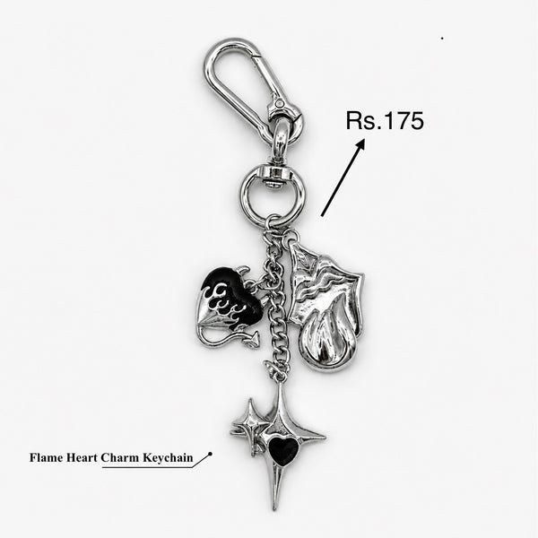 Ch Inferno Flame Heart Charm Keychain