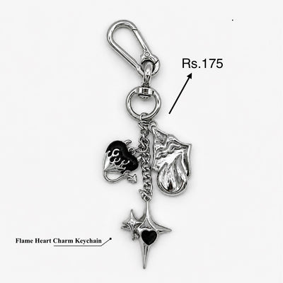 Ch Inferno Flame Heart Charm Keychain