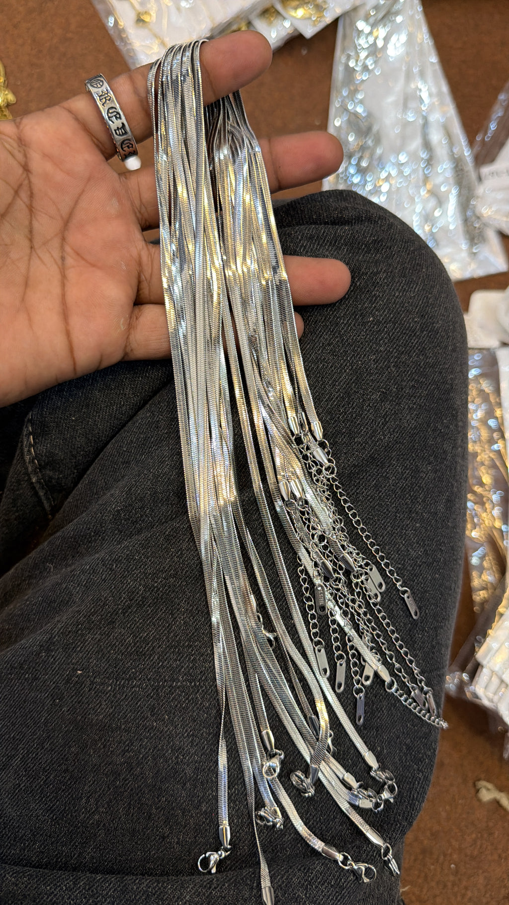 Premium silver snake chain pack of 10