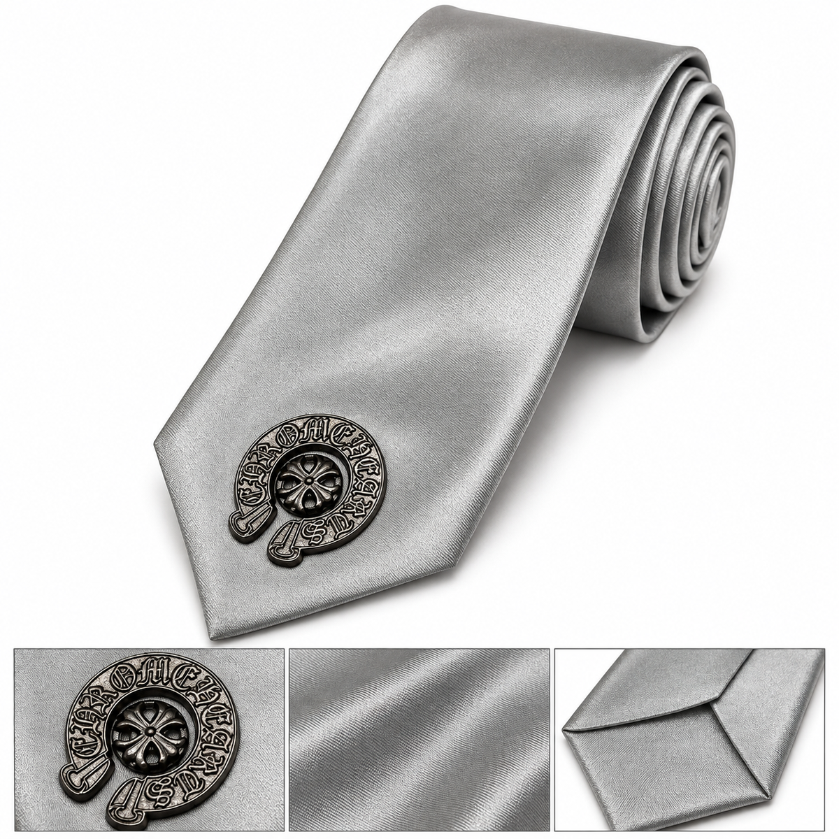 CH silver tie for men and women y2k