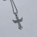 Iced Winged Cross Pendant Necklace – Crystal Angel Cross Chain