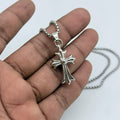 Minimal Chrome Cross Pendant Necklace – Silver Cross Chain