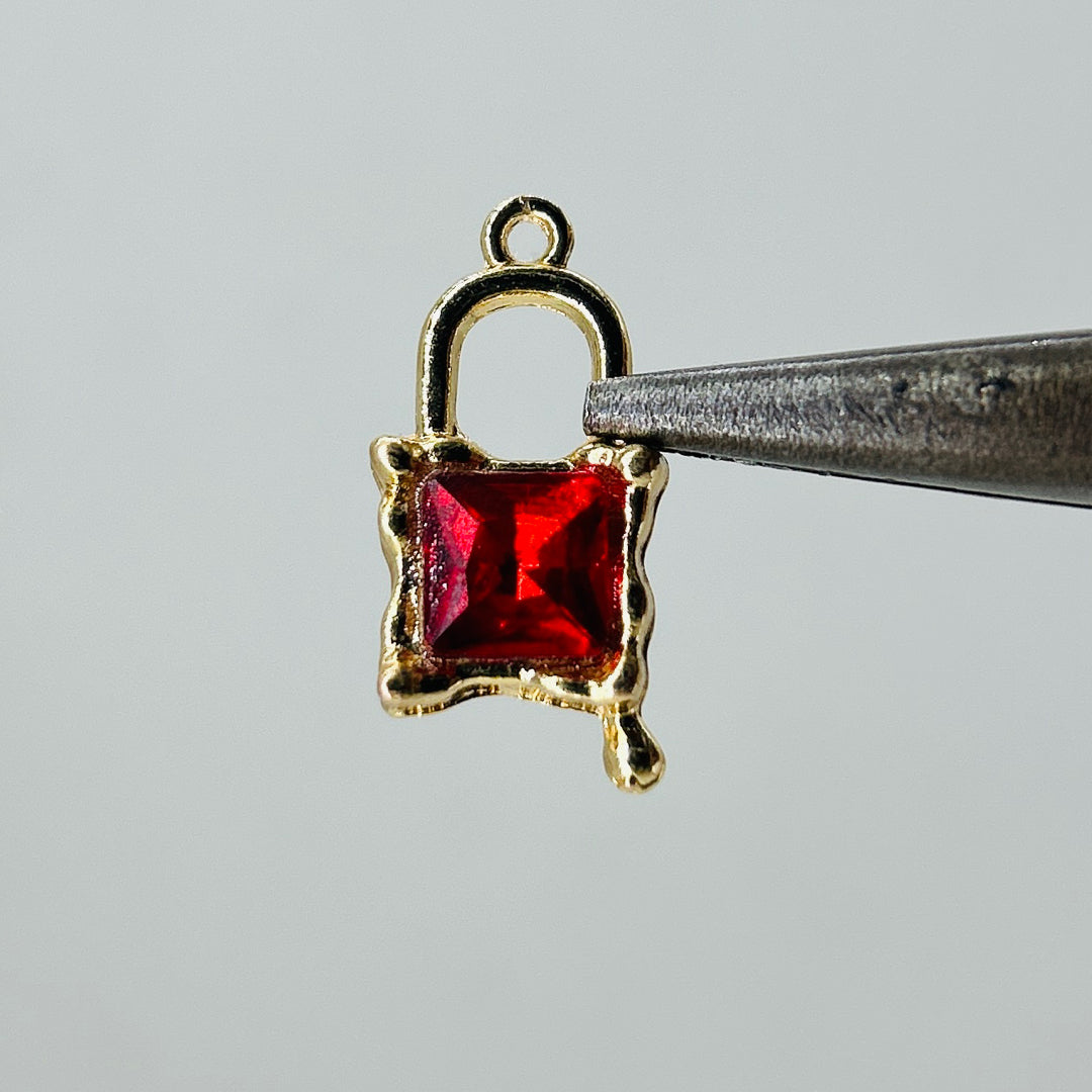 Gold Lock charms red