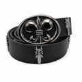 Block - Chrome Gothic Buckle Belt 100% Pure Leather