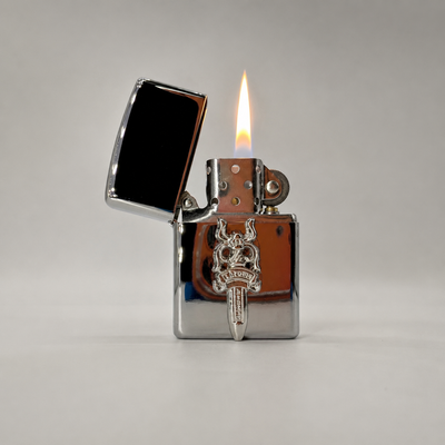 Silver Gothic Dagger Lighter | Windproof Refillable Flip-Top Metal Pocket Lighter | premium Accessory