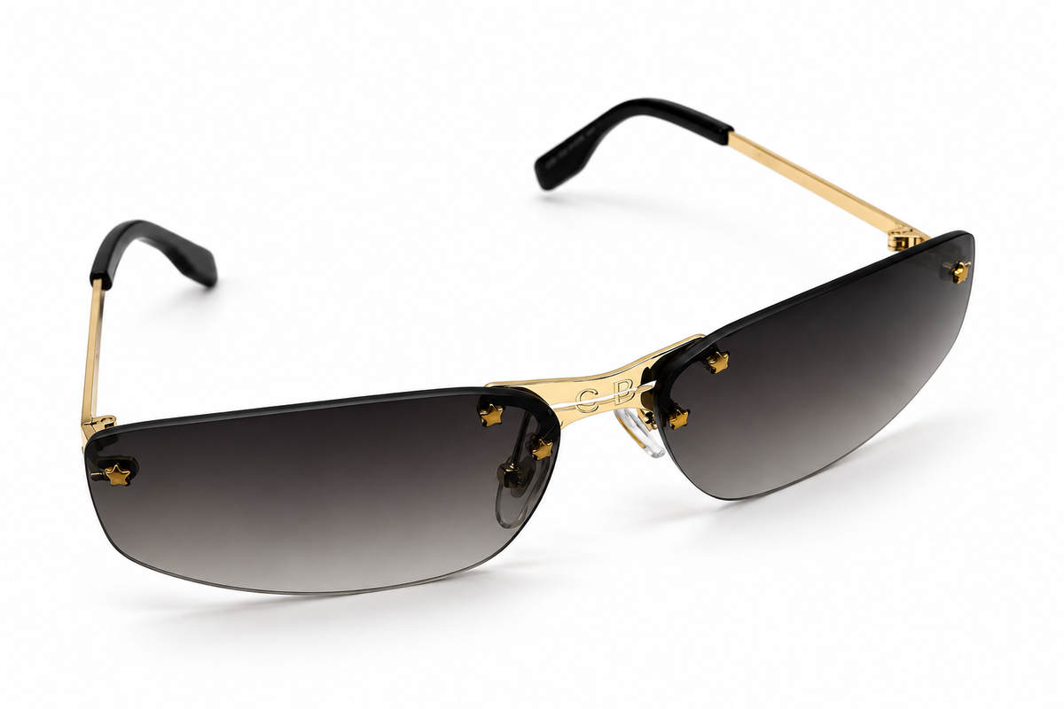 Premium Gold Rimless Gradient Sunglasses | Luxury Shield Frame