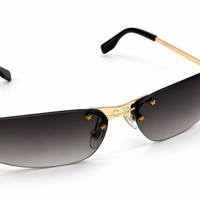Premium Gold Rimless Gradient Sunglasses | Luxury Shield Frame