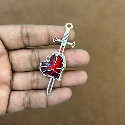 Crimson Heart & Sword Pendant