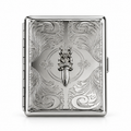 Premium Silver Engraved Metal Wallet with Gothic Dagger Emblem – Chrome Style