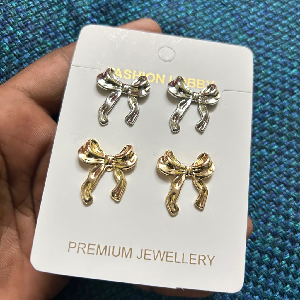 bow cute earrings set of 2 pair