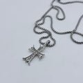 Iced Gothic Cross Pendant Necklace – Silver Crystal Cross Chain