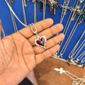 6 piece- purple heart pendant with chain