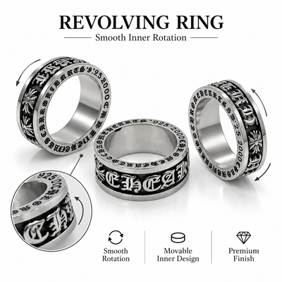 Revolving Ring – 360° Rotating Inner Band | Gothic Statement Ring | Premium Stainless Steel
