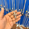 6 piece- silver cross m pendant with chain