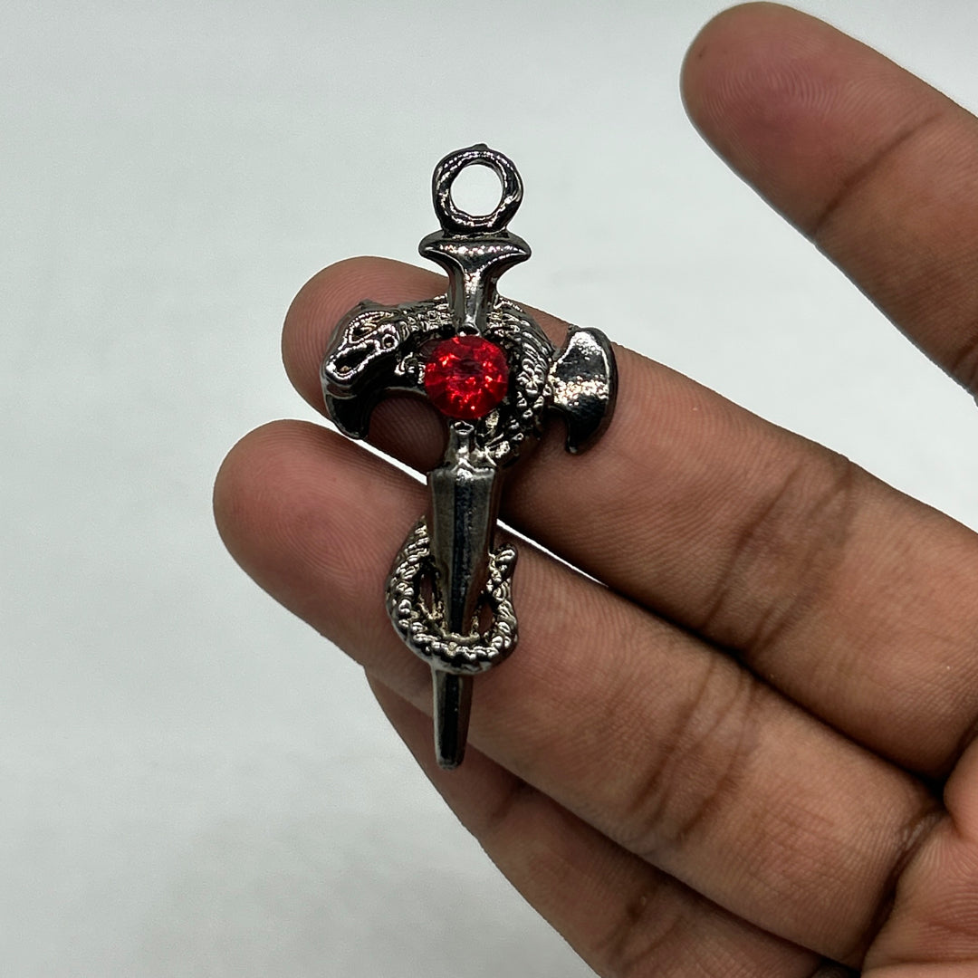 Black gothic Red stone snake pendant