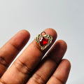 5 pcs Red heart golden charms