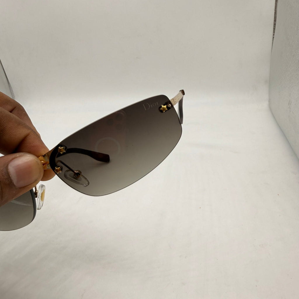 Premium Gold Rimless Gradient Sunglasses | Luxury Shield Frame