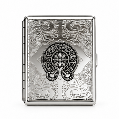 Luxury Silver Gothic Cross Metal Wallet – Ornate Engraved Design