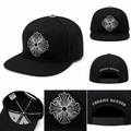 Pack of 3 piece Black Cross Embroidery Flat Brim Snapback – Luxury Streetwear Cap