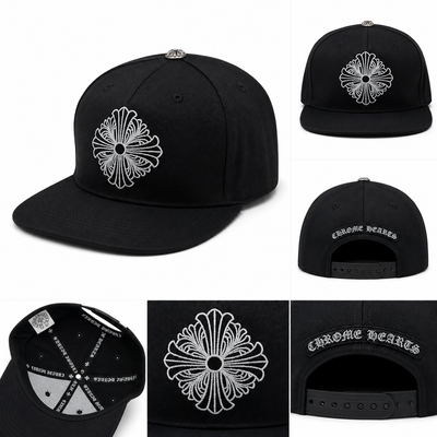 Pack of 3 piece Black Cross Embroidery Flat Brim Snapback – Luxury Streetwear Cap