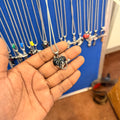 6 piece- black heart pendant with chain