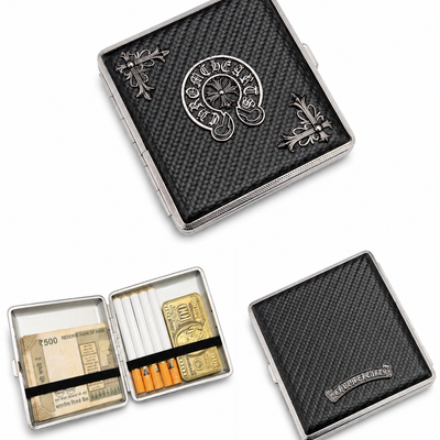 3 Piece - Premium gothic carbon fiber metal cigarettes case & cash holder