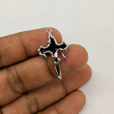 Black Drip Cross Pendant