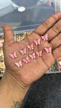 pink butterfly charms 10 pcs