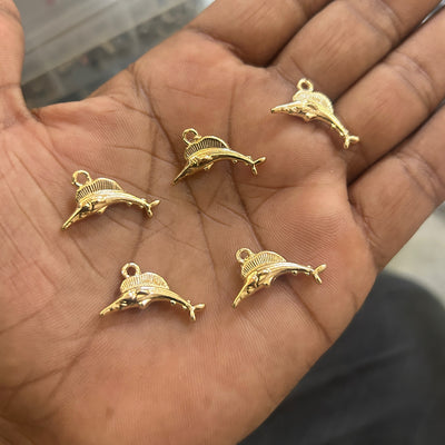 5 pcs golden dolphin charms