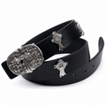Ch Cross Silver Buckle Leather Belt - Premium Unisex