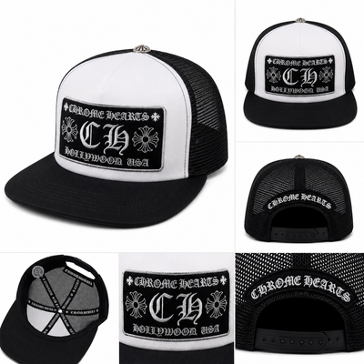 Pack of 3 Piece – Black White CH Patch Trucker Caps | Hollywood USA Streetwear Combo