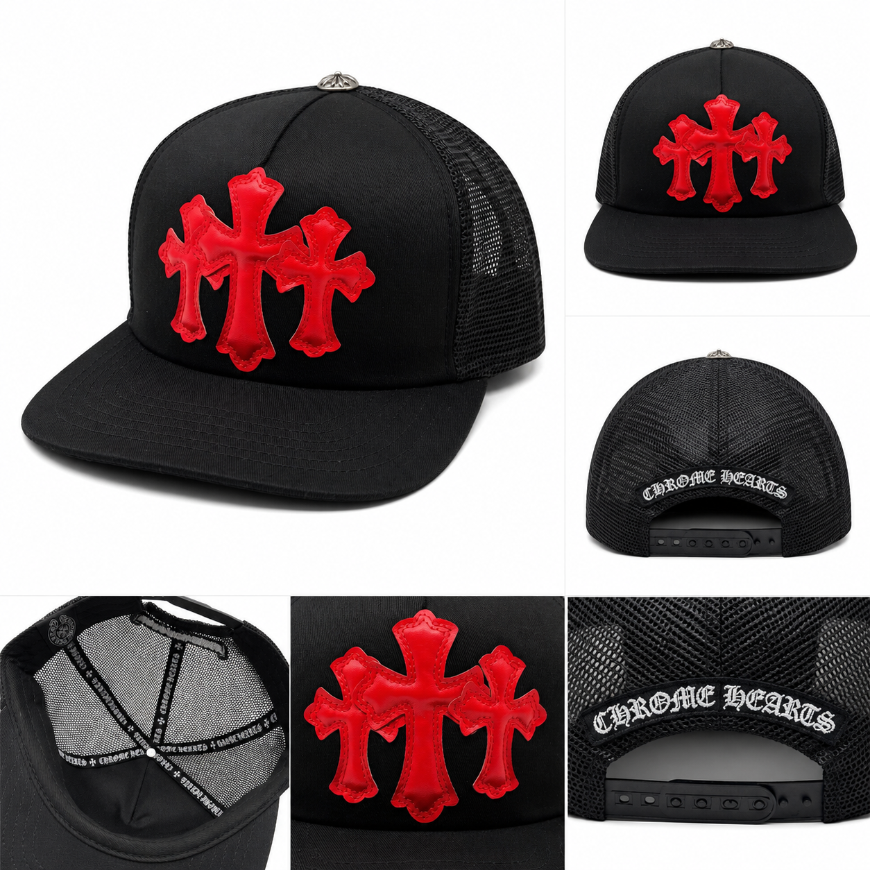 Pack of 3 piece - Black Red Cross Trucker Cap