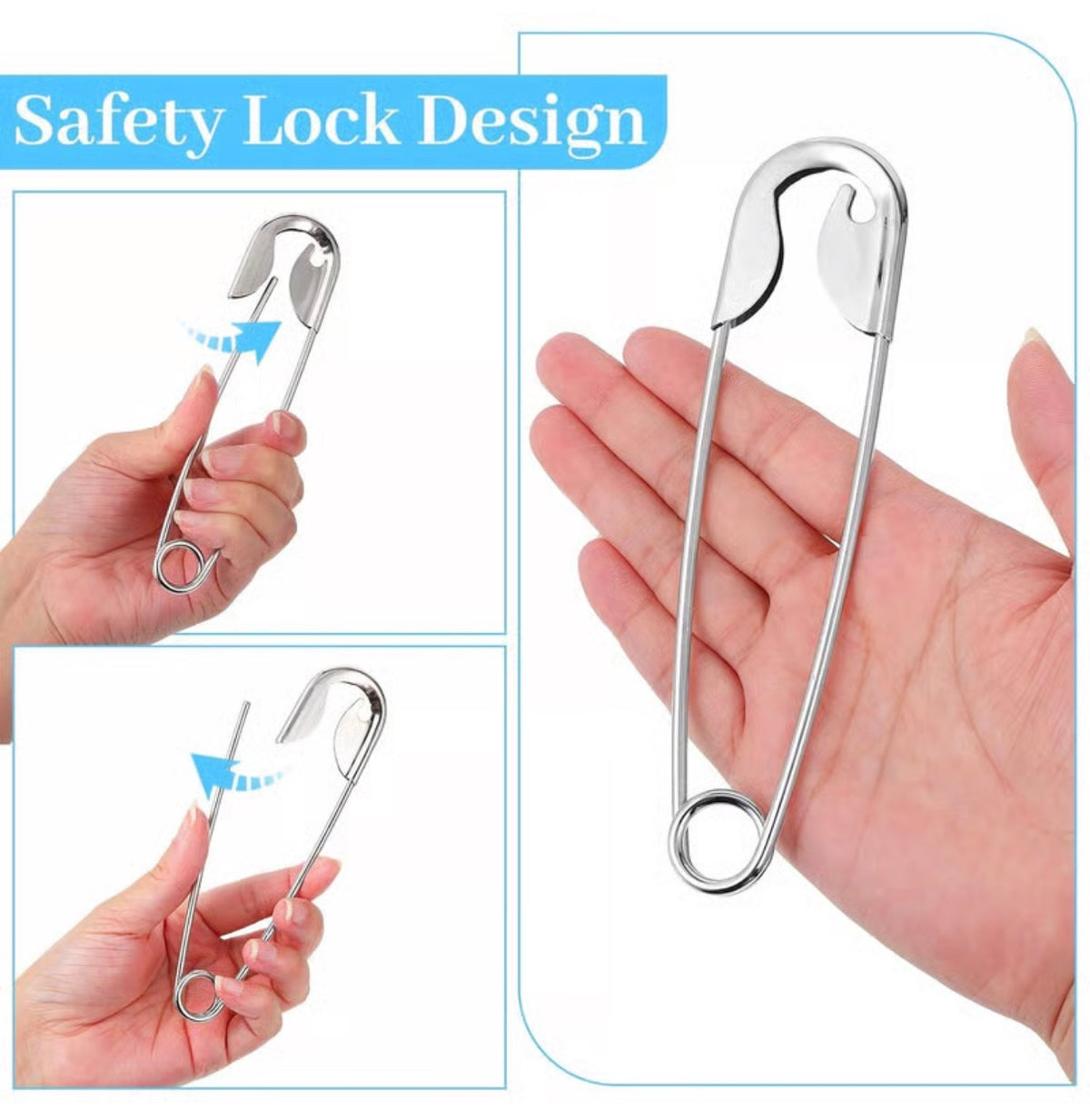 Multipurpose Safety Pin Keychain – Hairpin, Bag Charm & Jeans Accessory | Silver