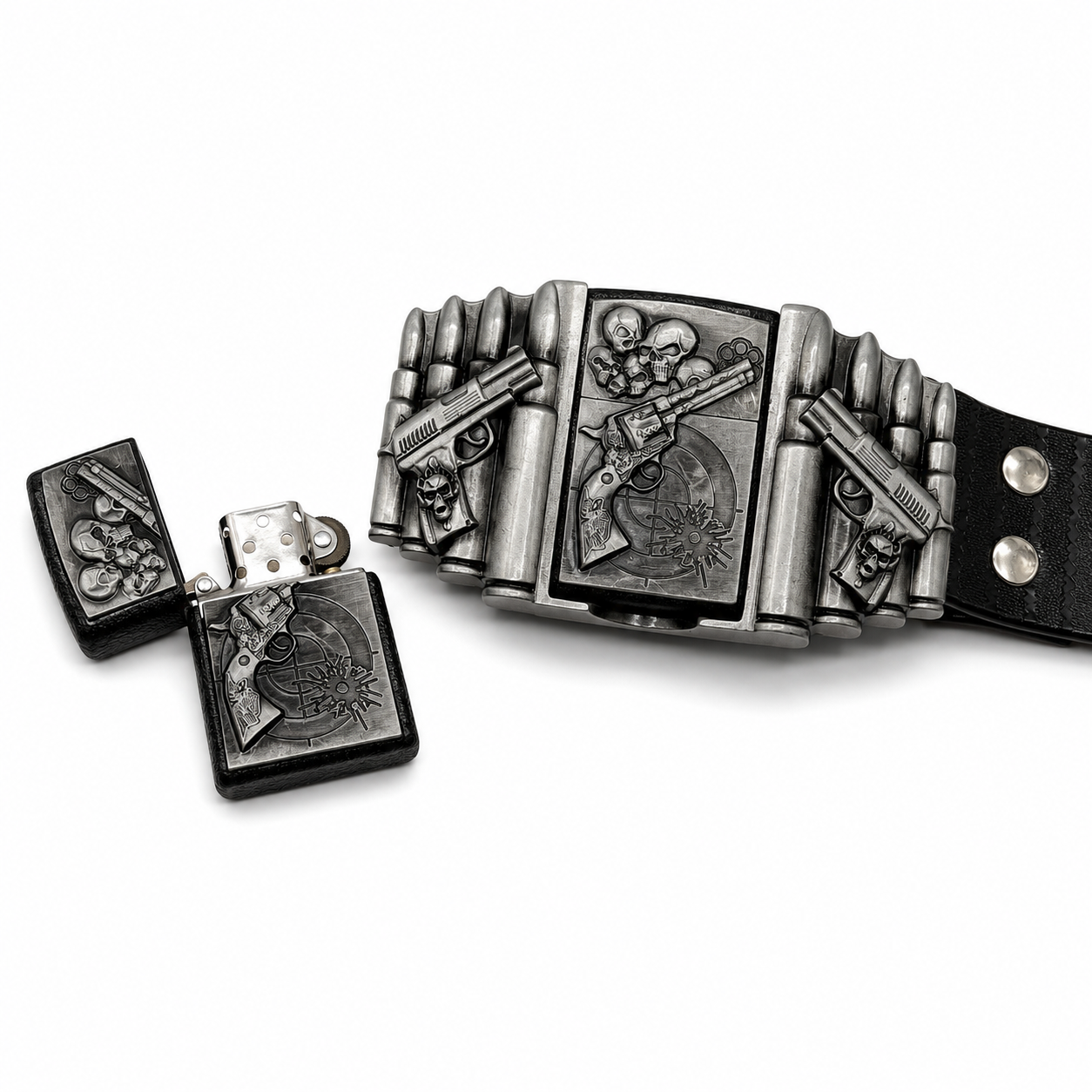 Skull & Gun Lighter Belt