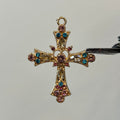 Gold viral cross pink blue zircon