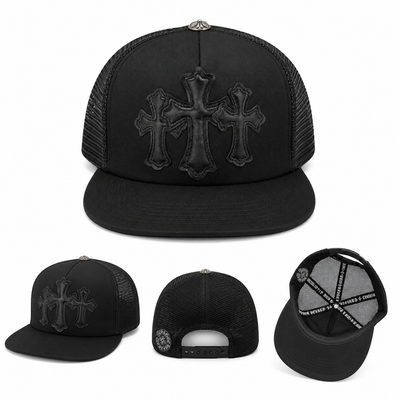 Pack of 3 Piece – Triple Black Cross Trucker Caps | Luxury Streetwear Snapback Collection