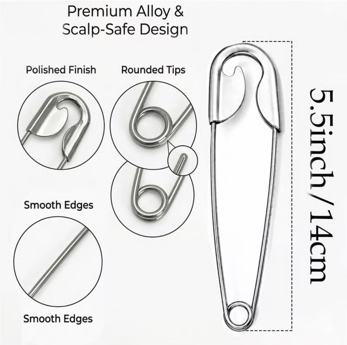 Multipurpose Safety Pin Keychain – Hairpin, Bag Charm & Jeans Accessory | Silver