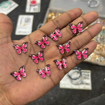 10 pcs Pink butterfly charms