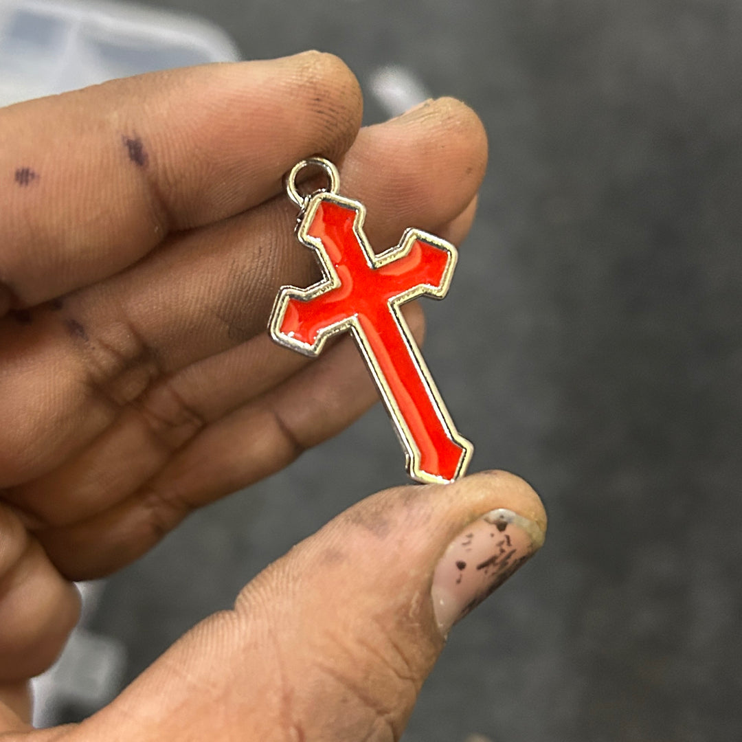 Red Enamel Cross Pendant