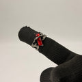 Gothic Crystal Bar Stone Statement Ring – Silver Finish | Red