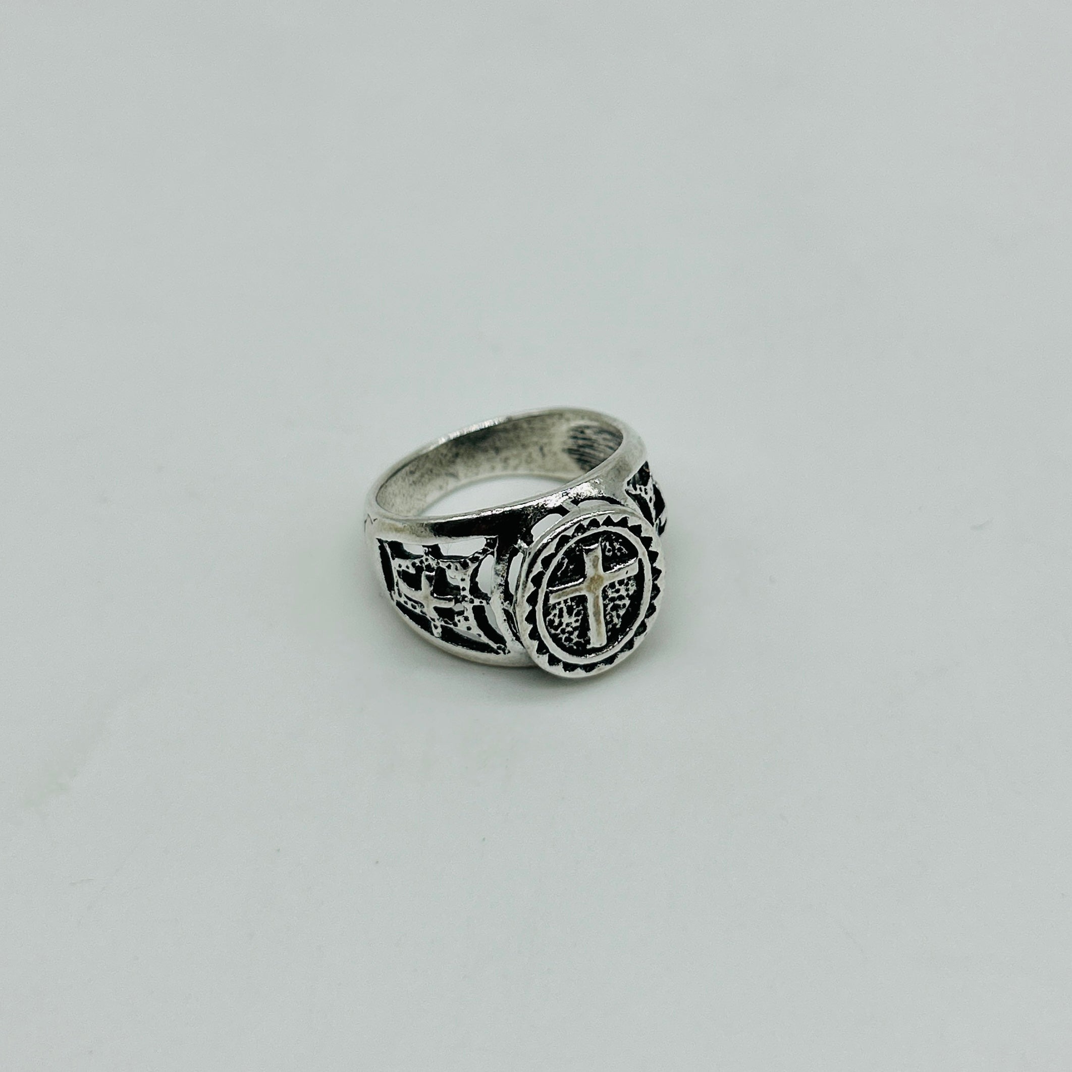 Templar Cross Medieval Gothic Silver Finish Adjustable Ring