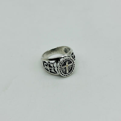 Templar Cross Medieval Gothic Silver Finish Adjustable Ring