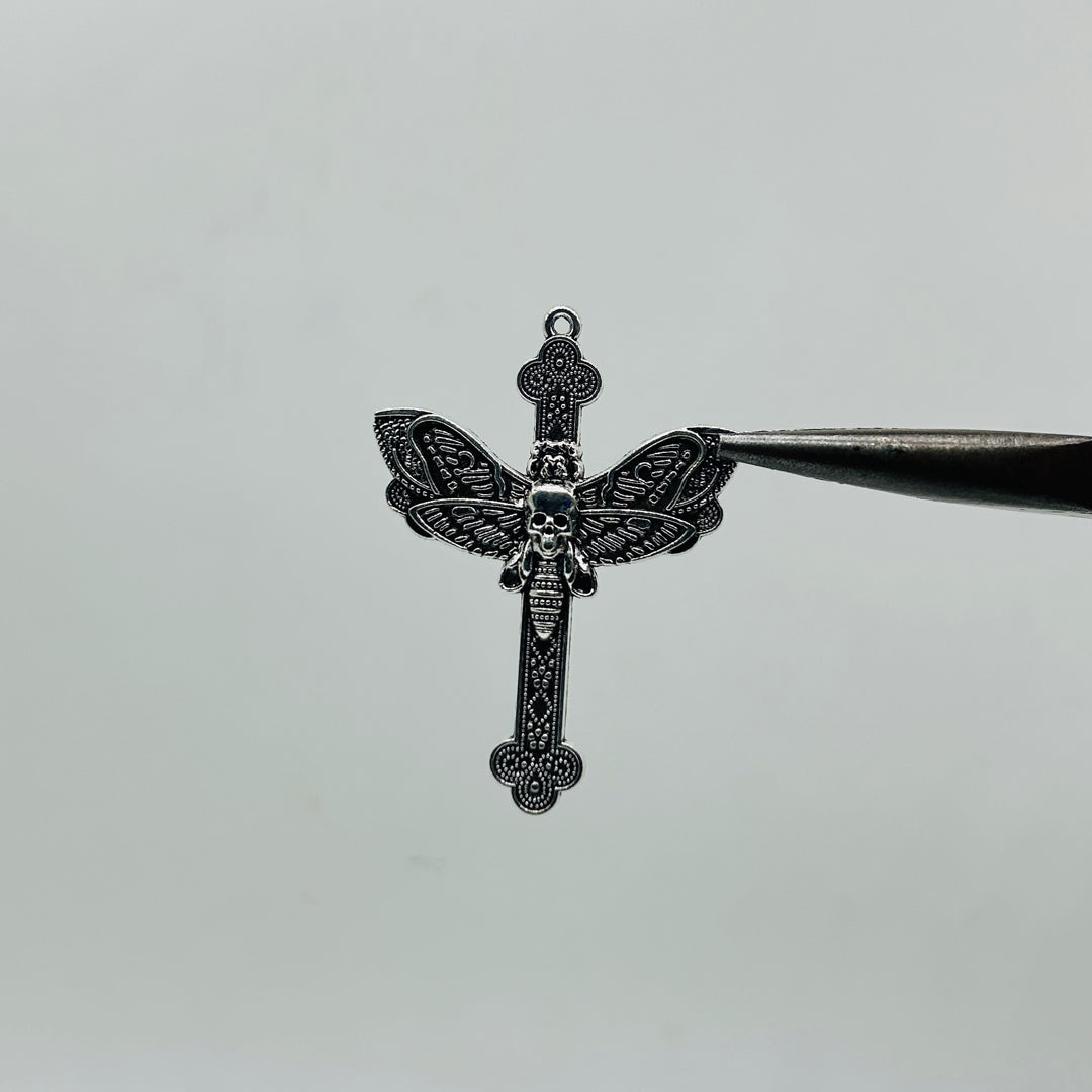 Skull Dragonfly Cross Pendant