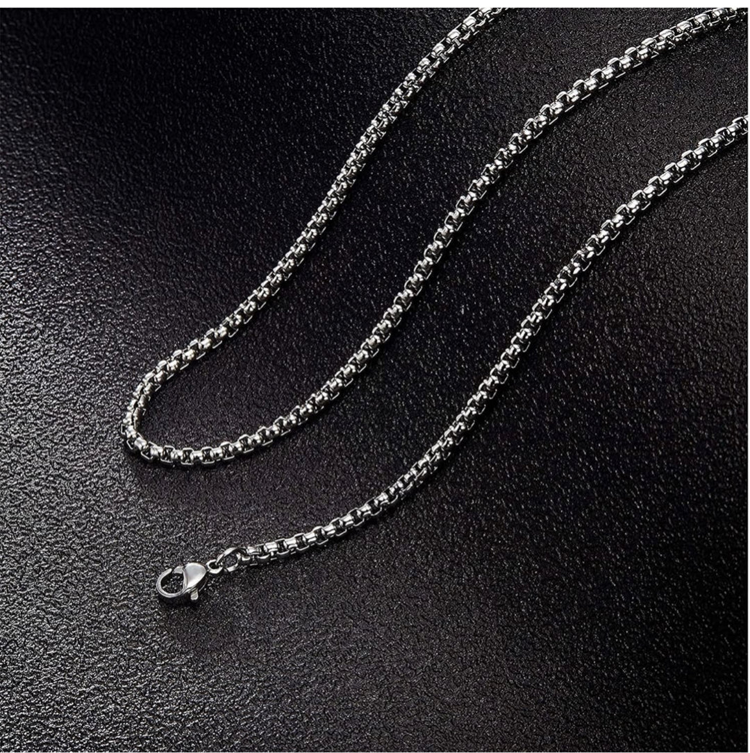 silver stainless steel box chain 20 inch long
