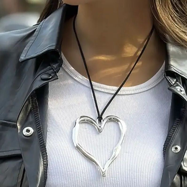 big heart silver necklace
