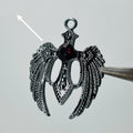 Black wings dark red stone pendant