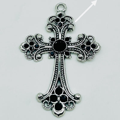 Large Ornate Cross with Black Stones