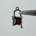 Silver lock charms red