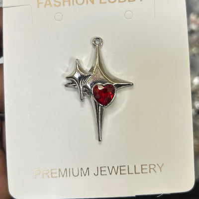Fallen Star red Heart charms